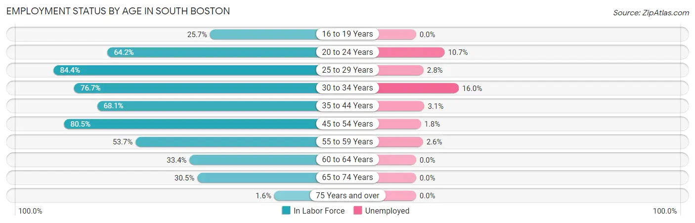 Employment Status by Age in South Boston