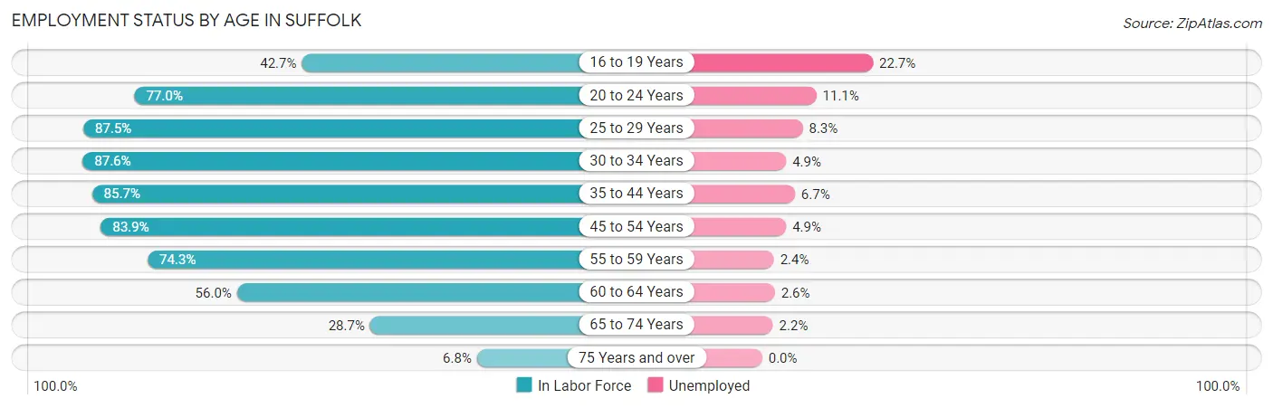 Employment Status by Age in Suffolk