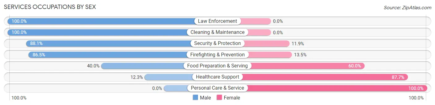 Services Occupations by Sex in Tappahannock