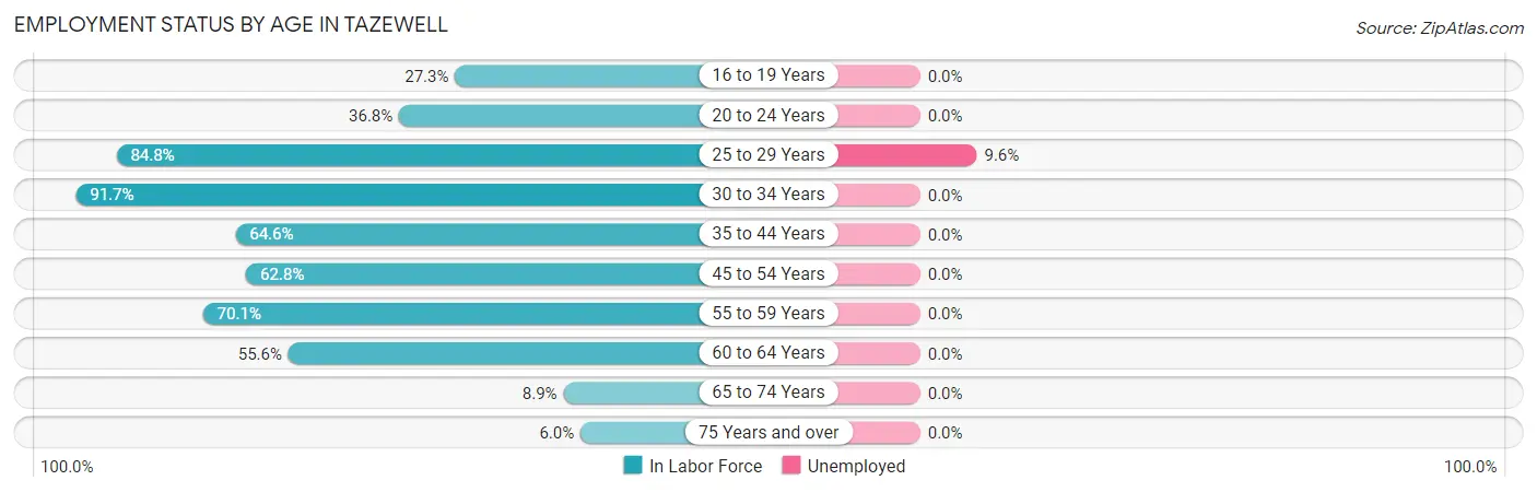 Employment Status by Age in Tazewell