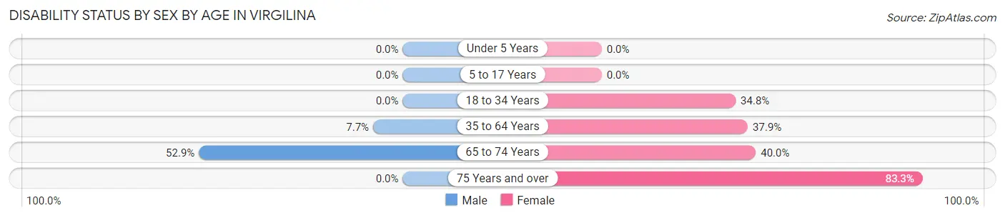 Disability Status by Sex by Age in Virgilina