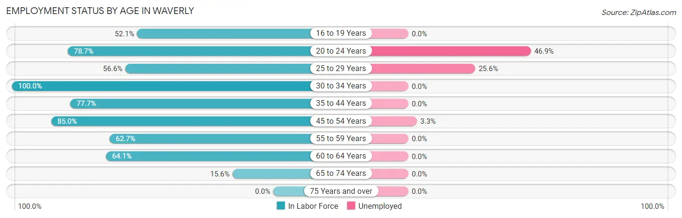 Employment Status by Age in Waverly