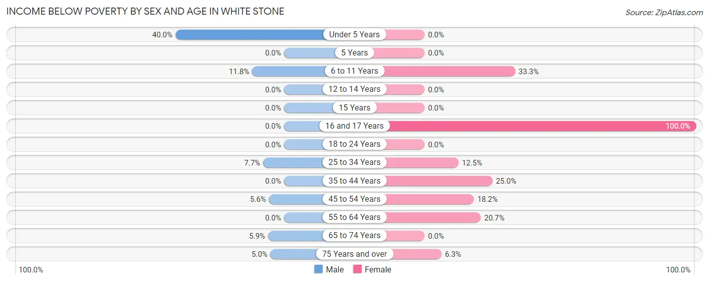 Income Below Poverty by Sex and Age in White Stone