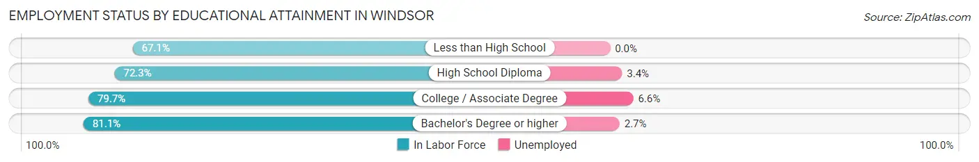 Employment Status by Educational Attainment in Windsor