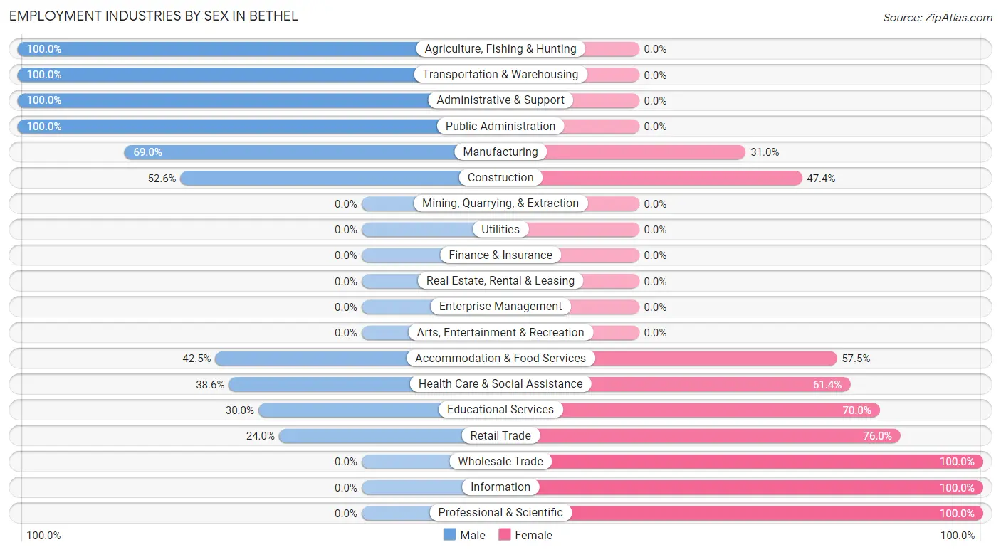 Employment Industries by Sex in Bethel