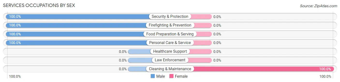 Services Occupations by Sex in Chittenden