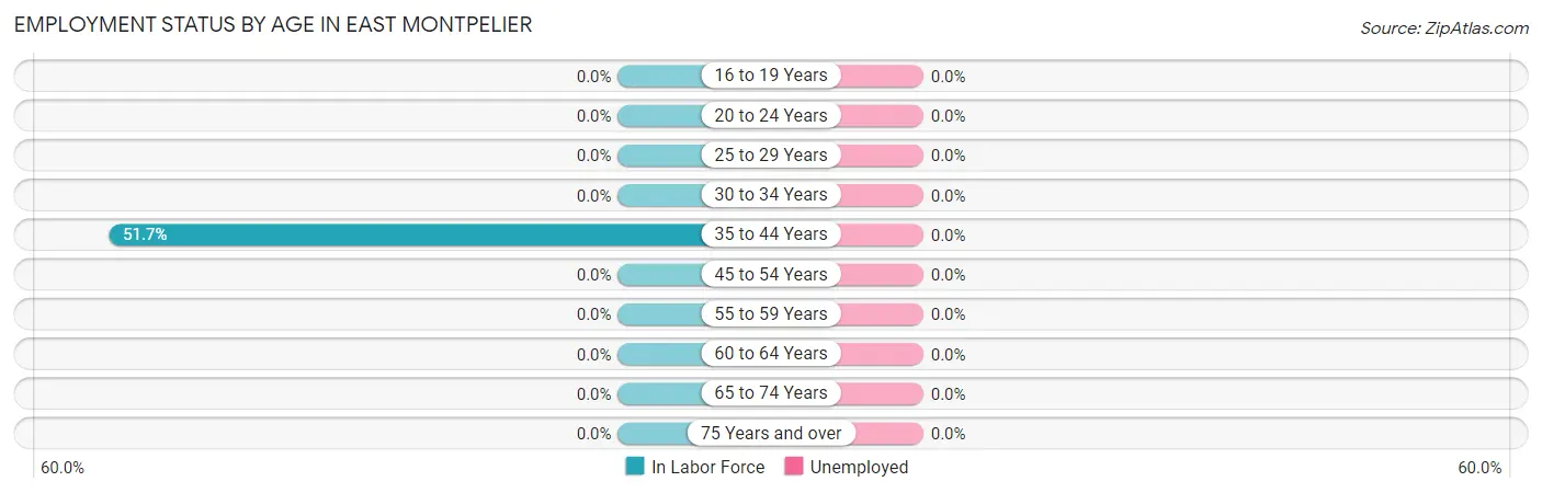 Employment Status by Age in East Montpelier