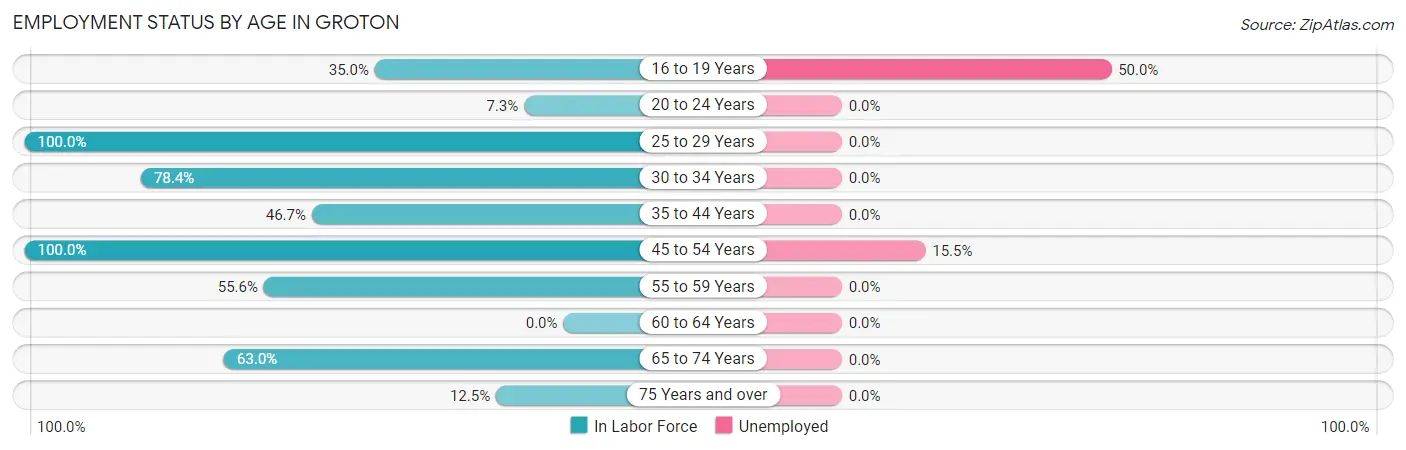 Employment Status by Age in Groton