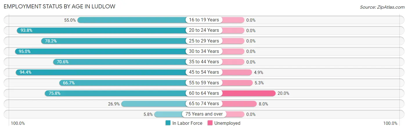 Employment Status by Age in Ludlow