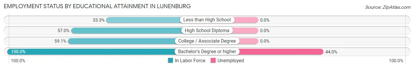 Employment Status by Educational Attainment in Lunenburg