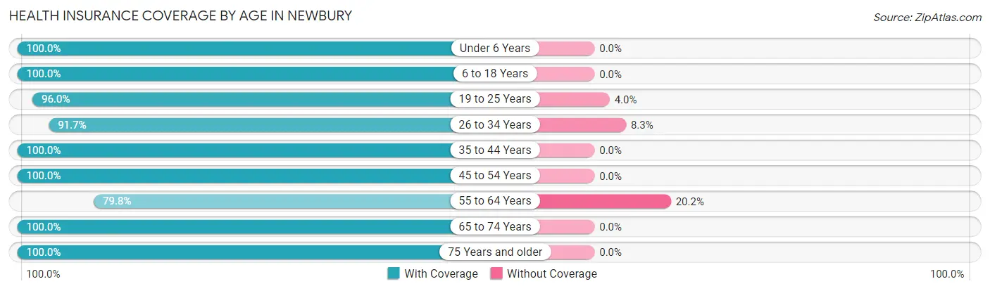 Health Insurance Coverage by Age in Newbury