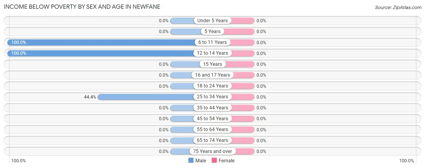 Income Below Poverty by Sex and Age in Newfane