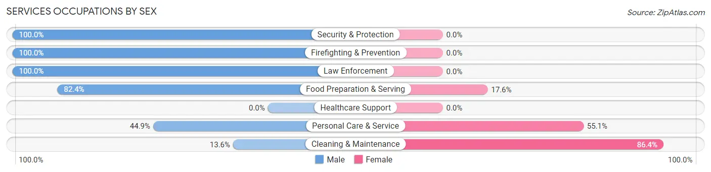 Services Occupations by Sex in Shelburne