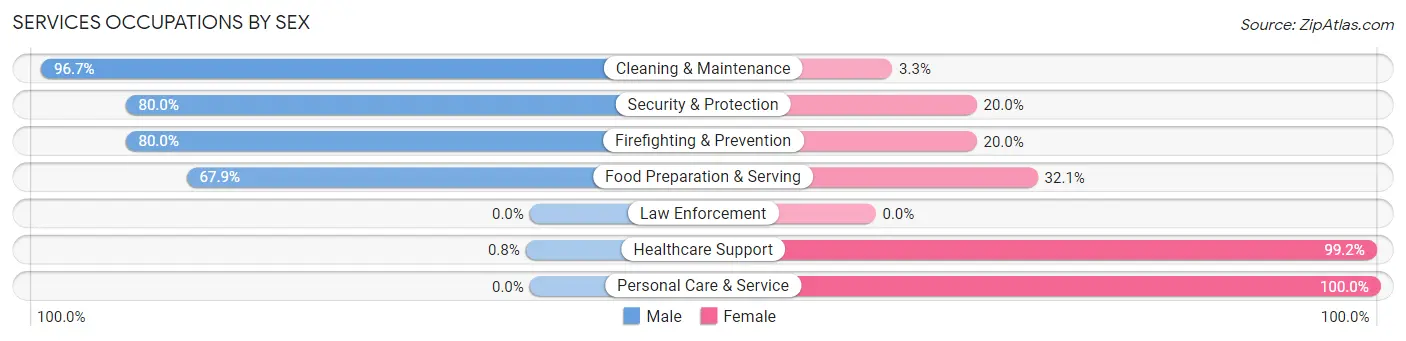 Services Occupations by Sex in St Johnsbury