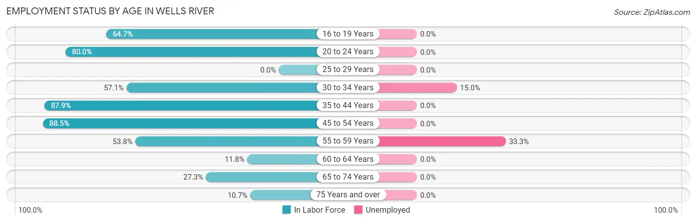 Employment Status by Age in Wells River