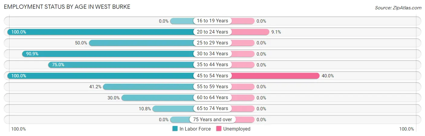 Employment Status by Age in West Burke
