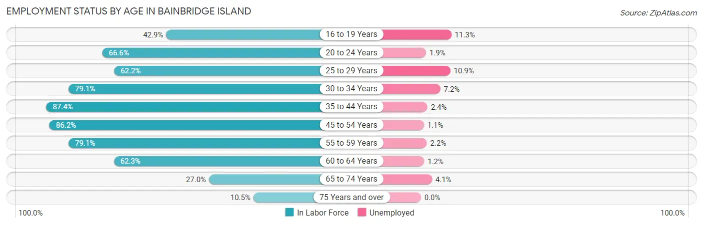 Employment Status by Age in Bainbridge Island