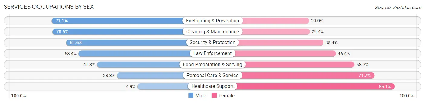 Services Occupations by Sex in Battle Ground