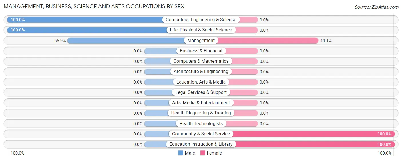 Management, Business, Science and Arts Occupations by Sex in Bay Center