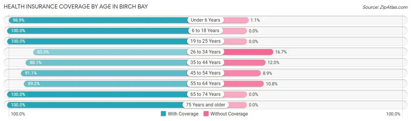 Health Insurance Coverage by Age in Birch Bay