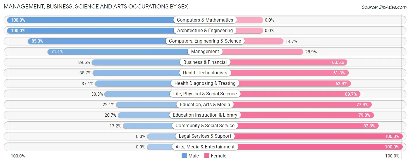 Management, Business, Science and Arts Occupations by Sex in Birch Bay