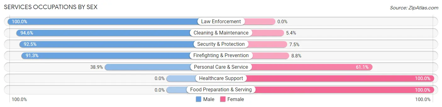 Services Occupations by Sex in Black Diamond
