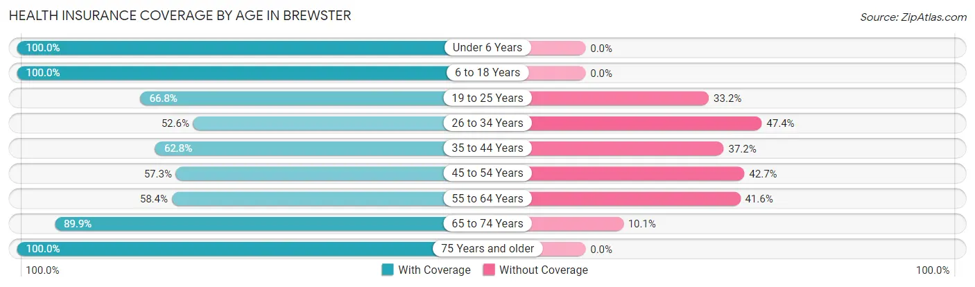 Health Insurance Coverage by Age in Brewster