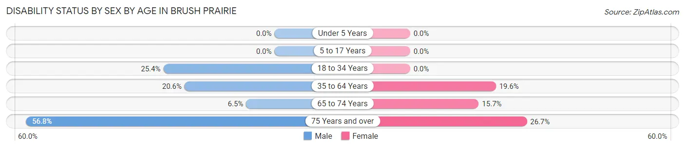 Disability Status by Sex by Age in Brush Prairie