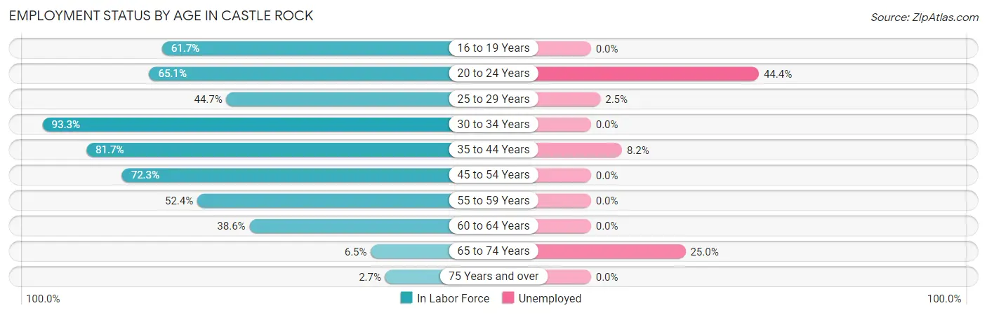 Employment Status by Age in Castle Rock
