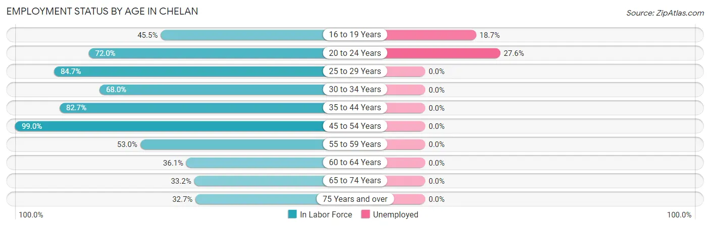 Employment Status by Age in Chelan