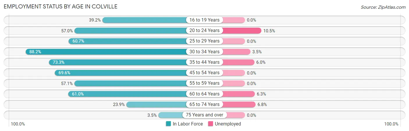 Employment Status by Age in Colville