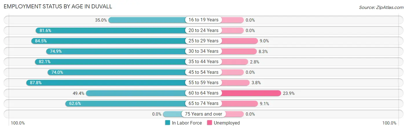 Employment Status by Age in Duvall