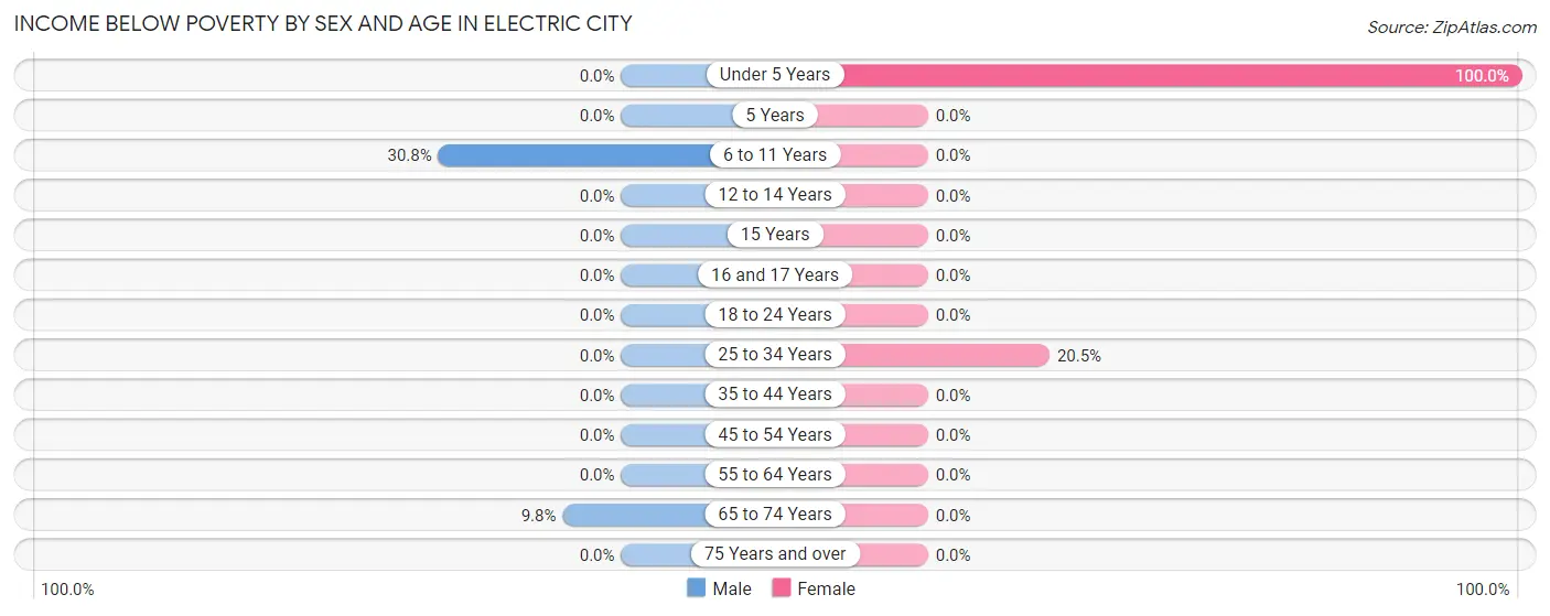Income Below Poverty by Sex and Age in Electric City