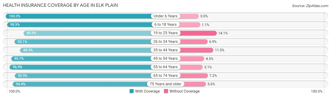 Health Insurance Coverage by Age in Elk Plain