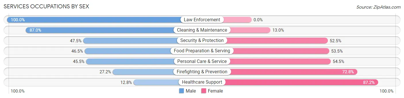 Services Occupations by Sex in Ellensburg