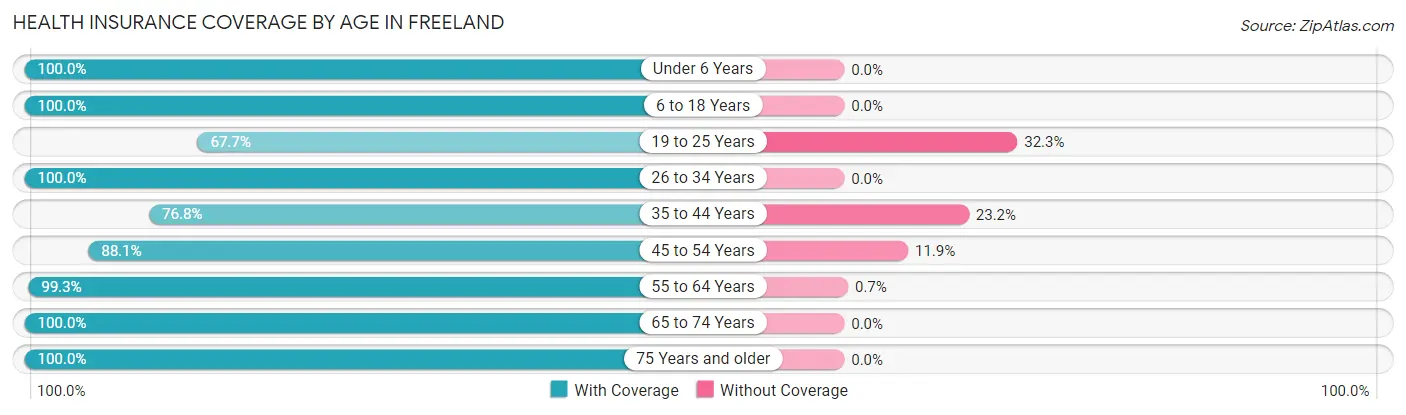 Health Insurance Coverage by Age in Freeland
