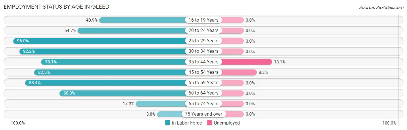 Employment Status by Age in Gleed