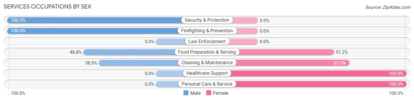 Services Occupations by Sex in Granger