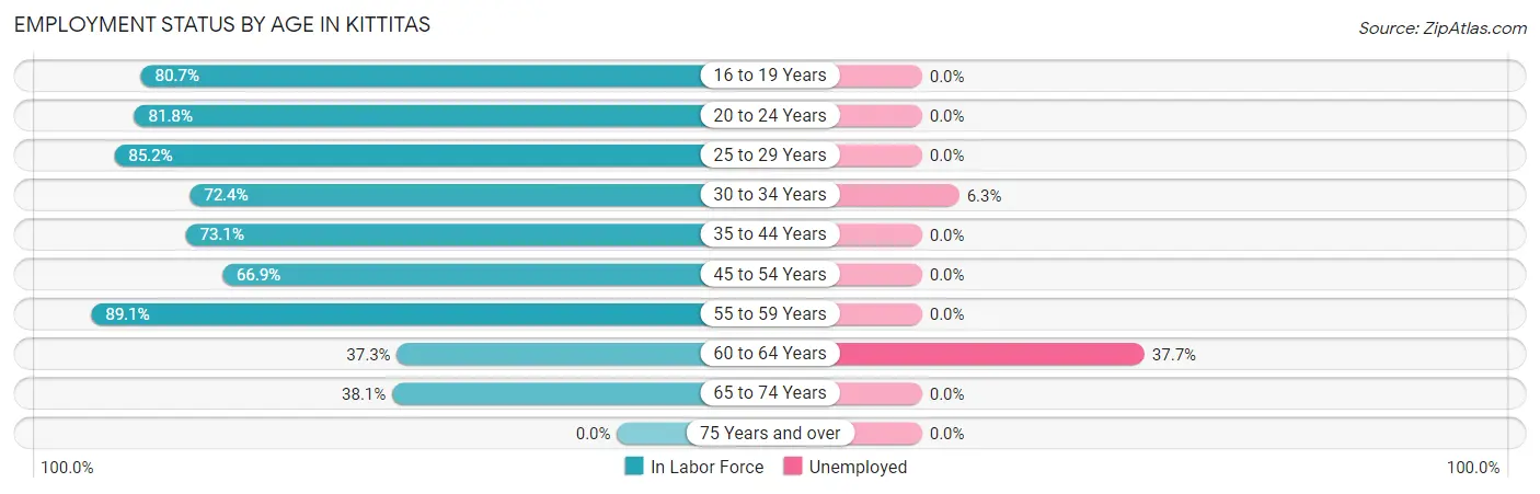 Employment Status by Age in Kittitas
