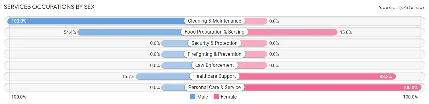 Services Occupations by Sex in Langley