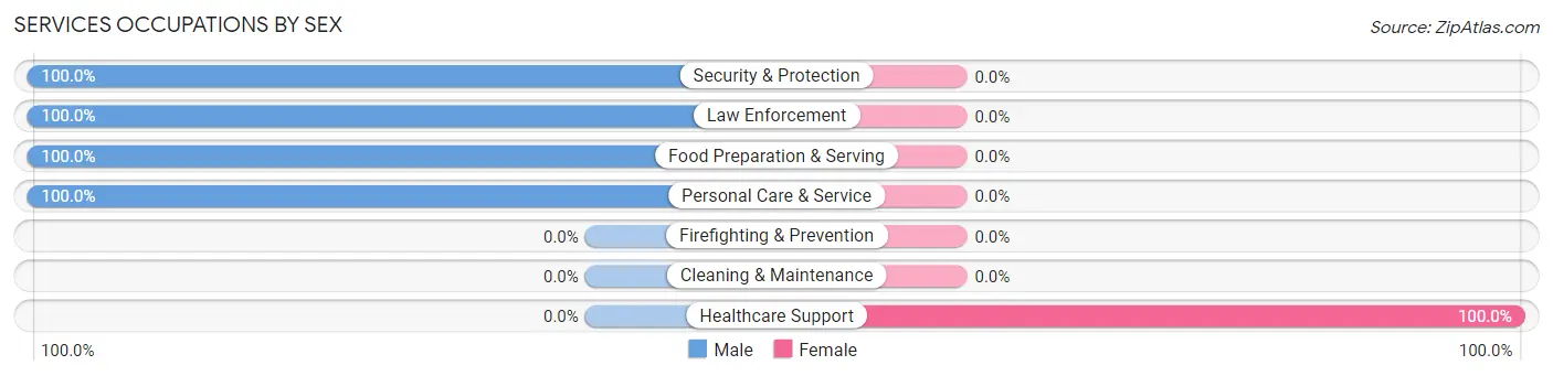 Services Occupations by Sex in Metaline