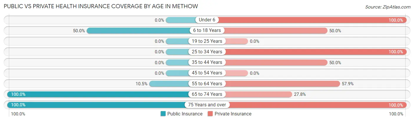 Public vs Private Health Insurance Coverage by Age in Methow