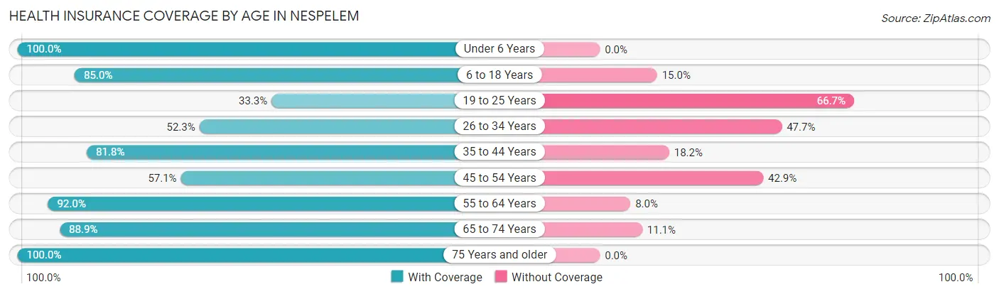 Health Insurance Coverage by Age in Nespelem
