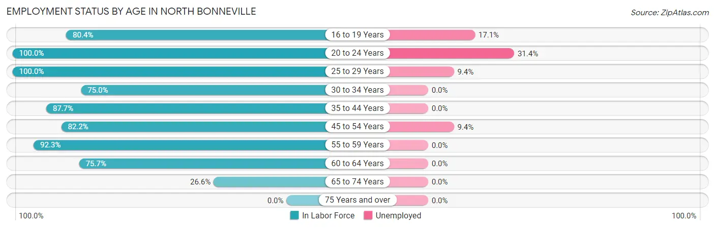 Employment Status by Age in North Bonneville