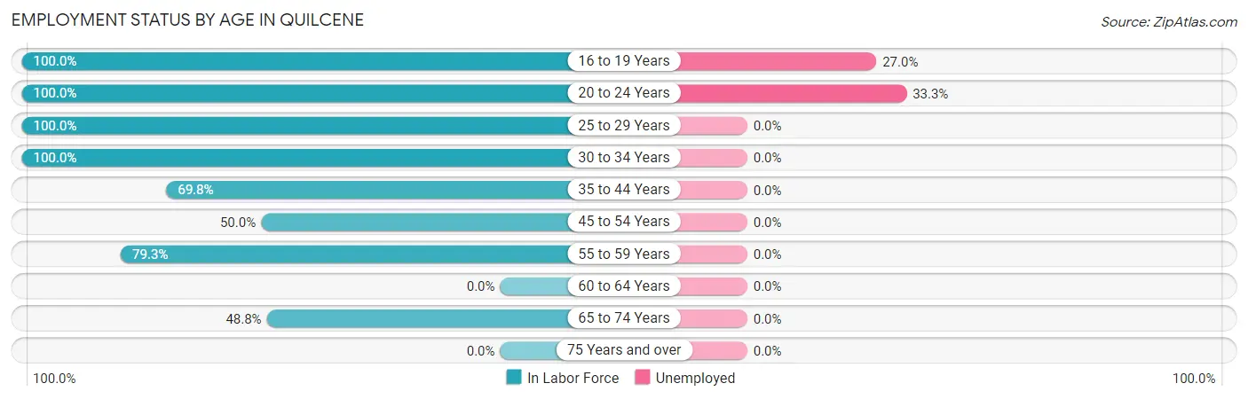 Employment Status by Age in Quilcene