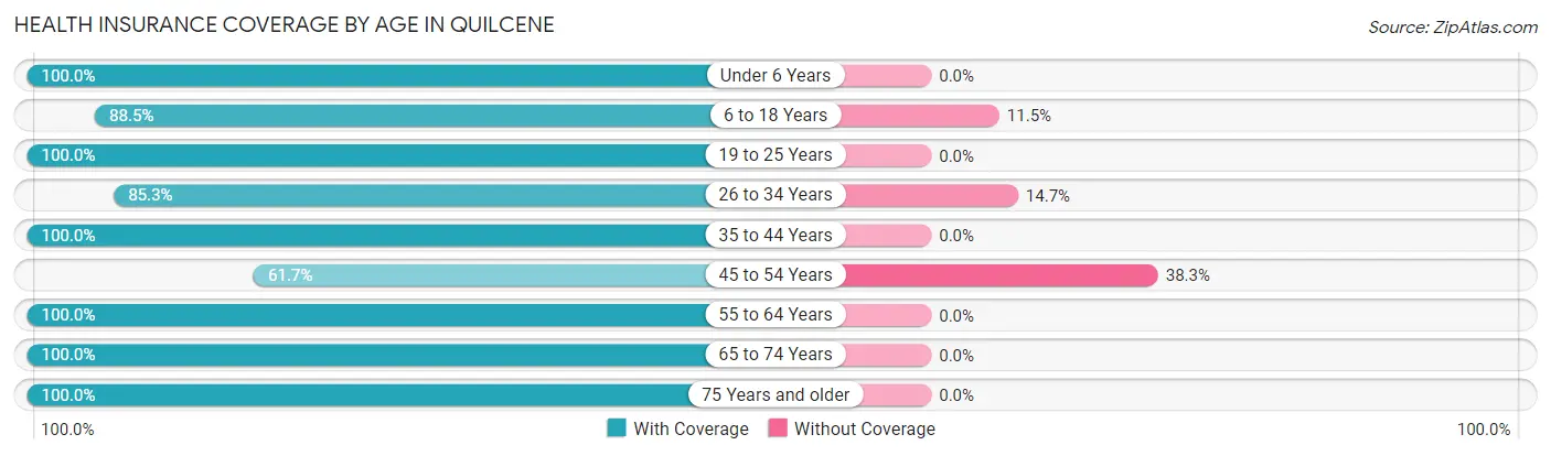 Health Insurance Coverage by Age in Quilcene