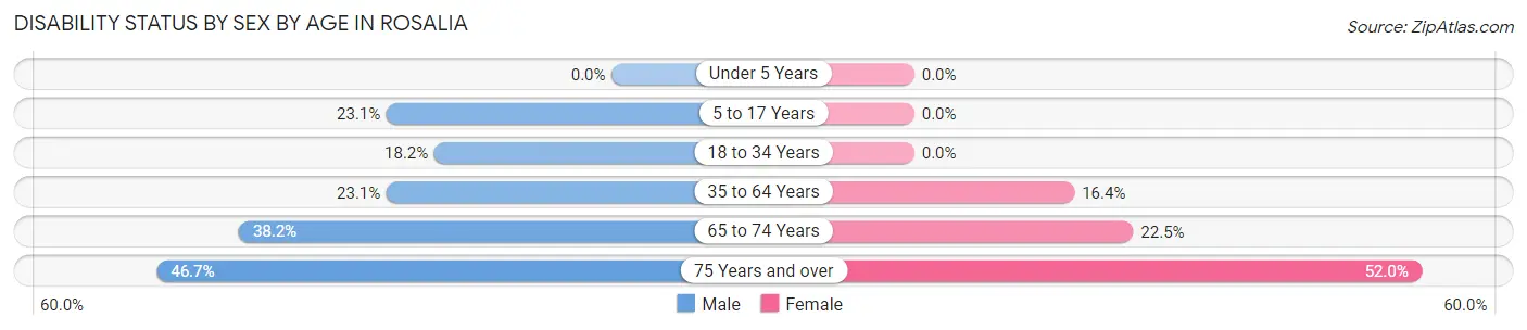 Disability Status by Sex by Age in Rosalia