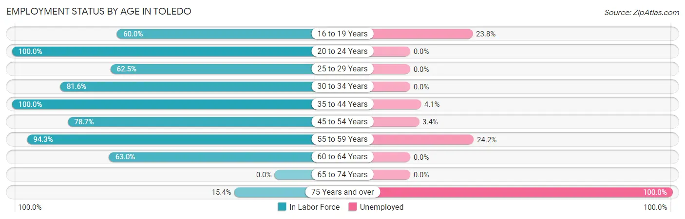 Employment Status by Age in Toledo