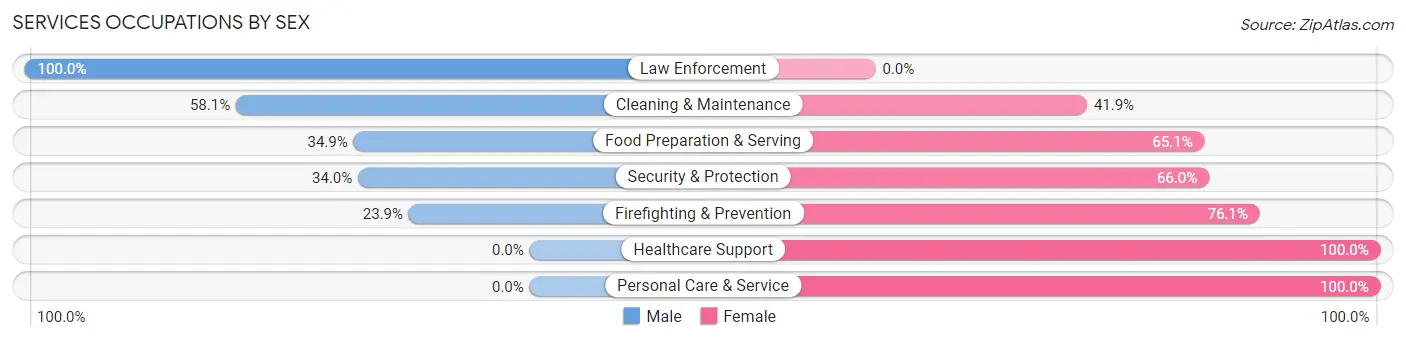 Services Occupations by Sex in Vashon