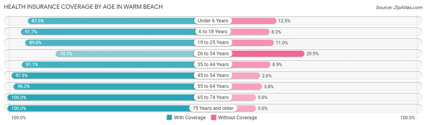 Health Insurance Coverage by Age in Warm Beach